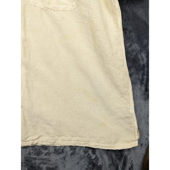 Polo Ralph Lauren Shirt Mens XL Silk Linen Blend Short Sleeve Button Up Yellow - Picture 11 of 16